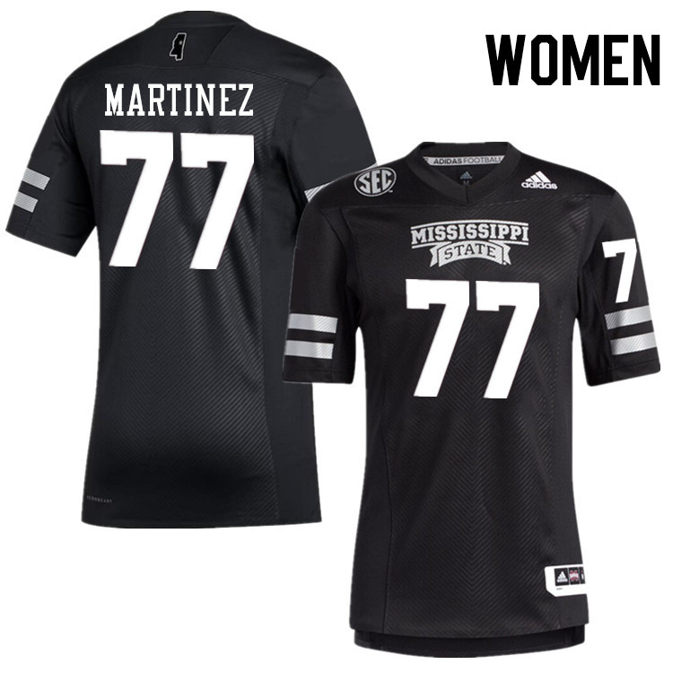 Women #77 Marlon Martinez Mississippi State Bulldogs College Football Jerseys Stitched-Black